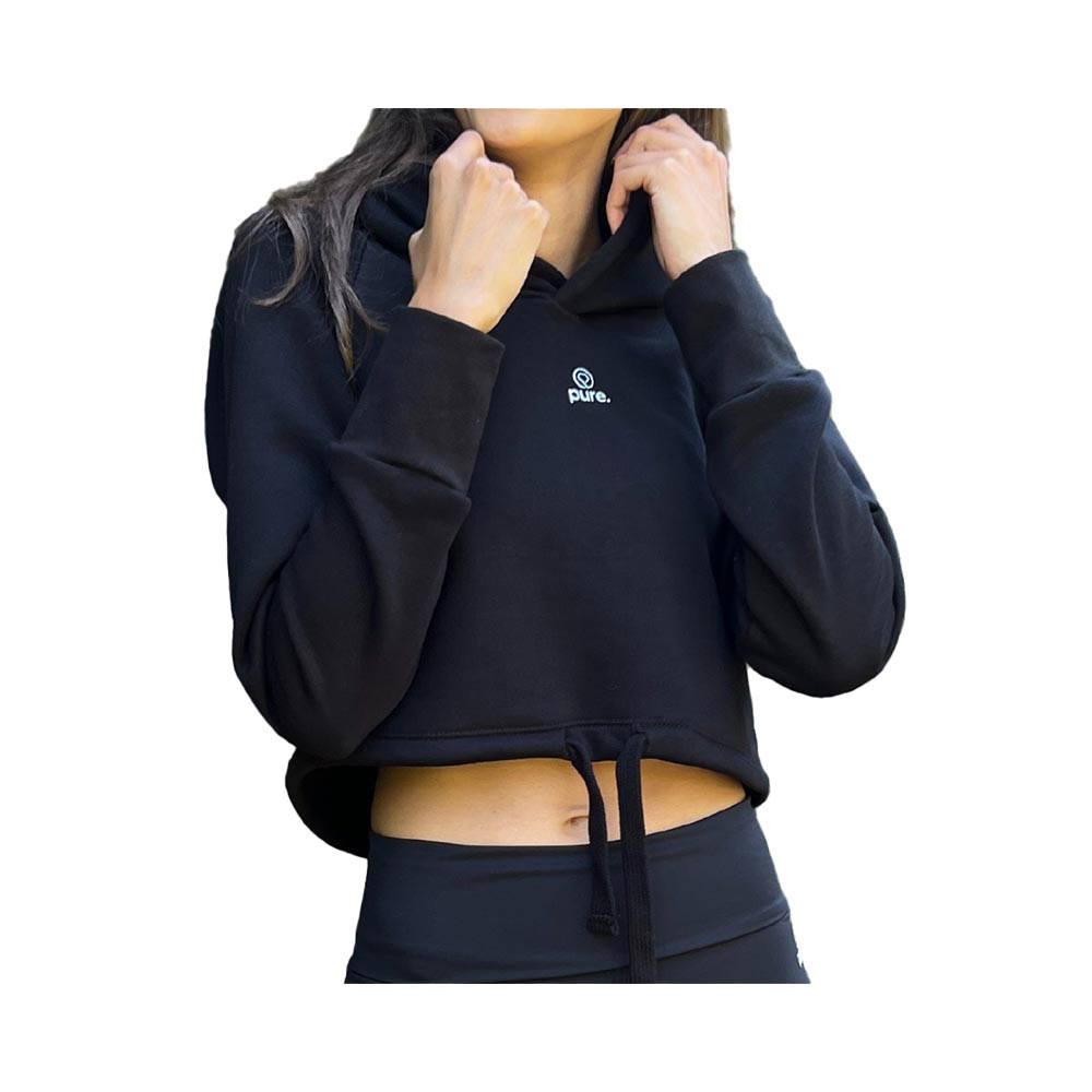 Cropped Hoodie Pure. Maat L/XL Zwart