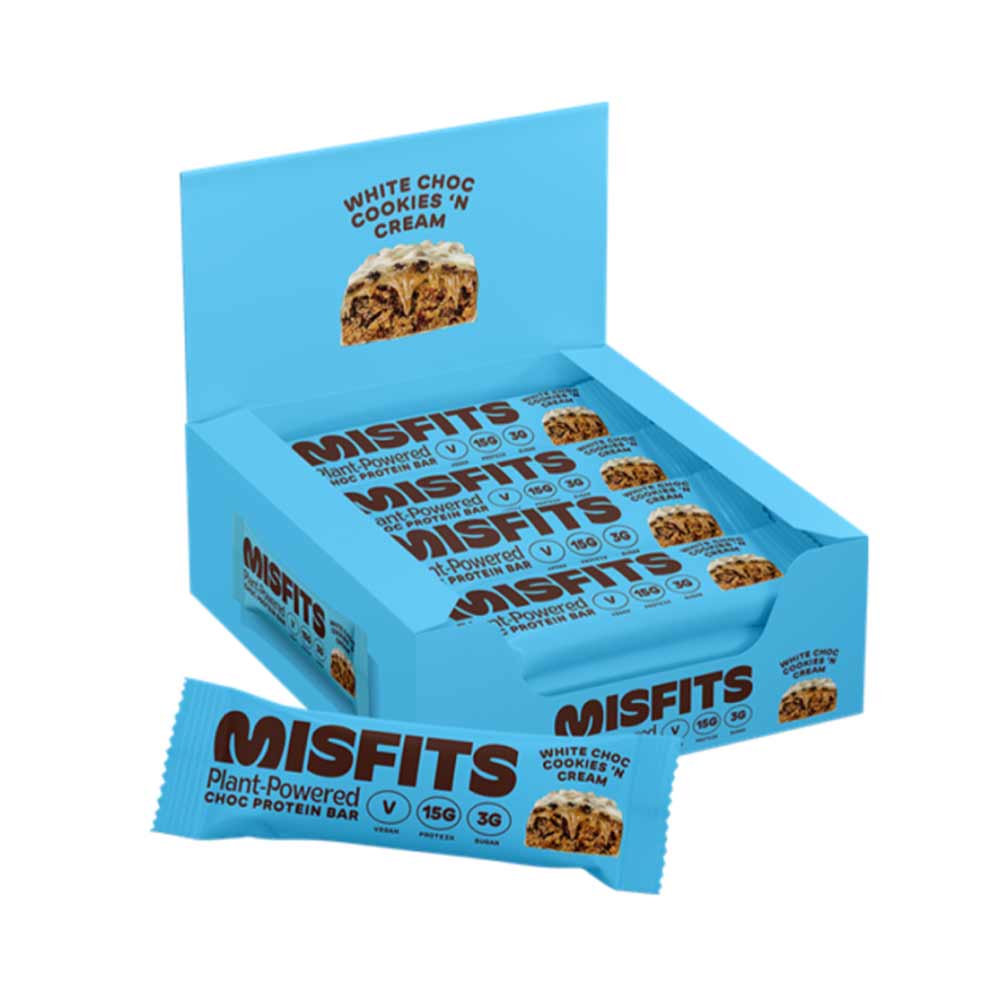 Misfits | Vegan Protein Bar | Cookies & Cream | 12 Stuks | 12 x 45 gram