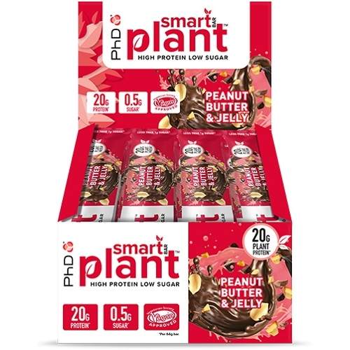 PhD Vegan Protein - Smart bar Plant *Improved* - Peanut Butter & Jelly (12x64g)