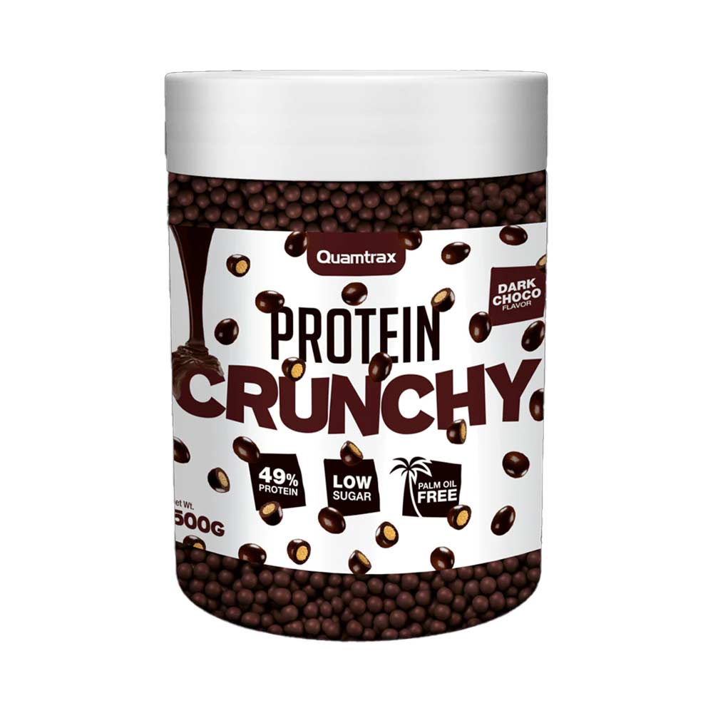 Quamtrax Nutrition Protein Crunchy - Chocolade Eiwit Balletjes - 500 Gram - Dark Chocolate