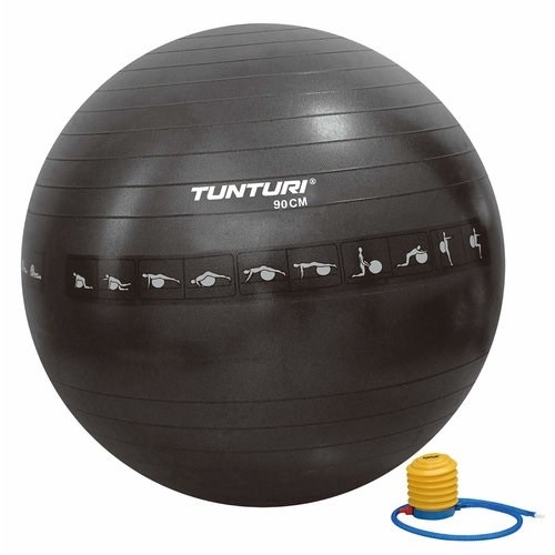 Tunturi Anti Burst Fitness bal met Pomp - Yoga bal 90 cm - Pilates bal - Zwangerschapsbal – 220 kg gebruikersgewicht - Incl Trainingsapp – Petrol