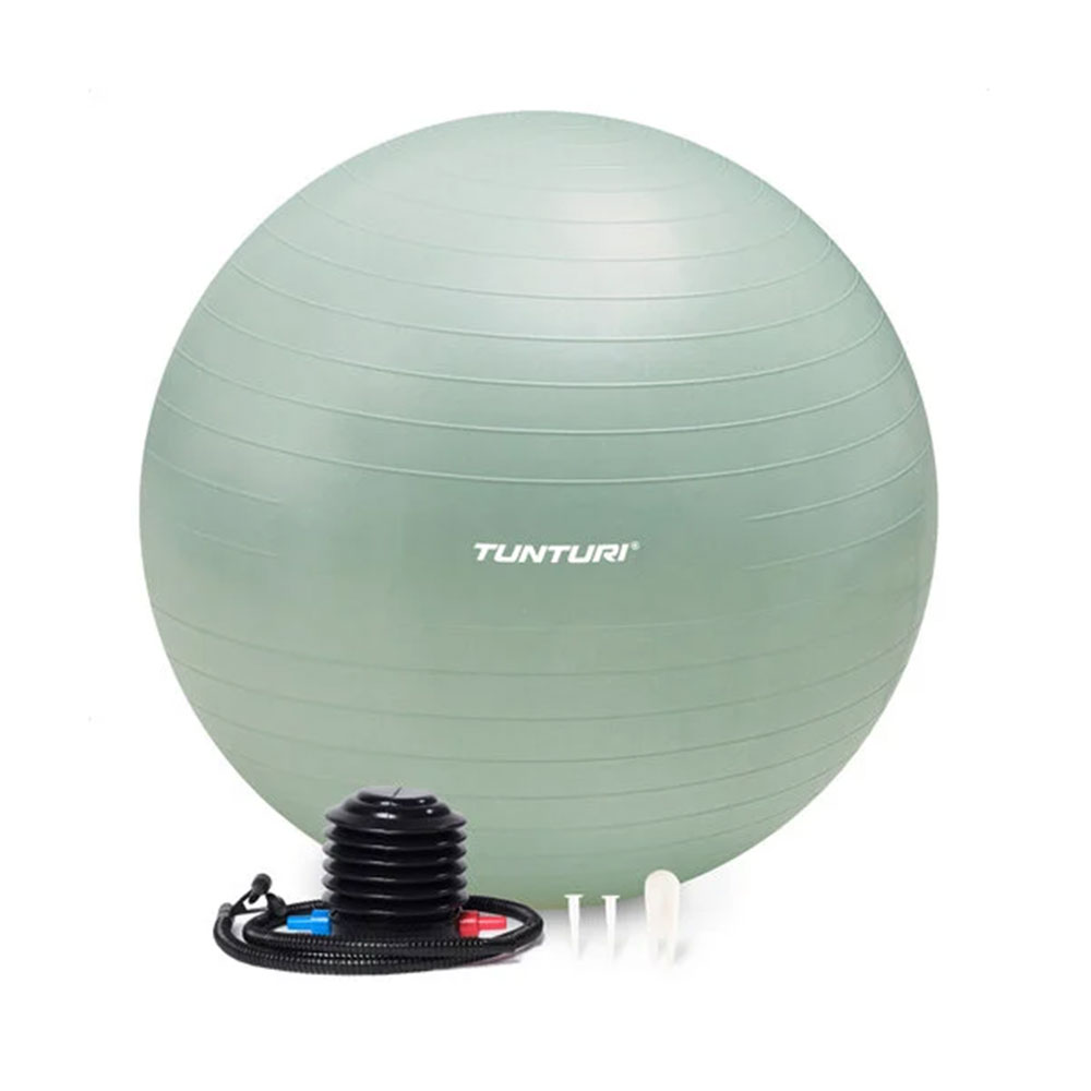 Tunturi Anti Burst Fitness bal met Pomp - Yoga bal 75 cm - Pilates bal - Zwangerschapsbal – 220 kg gebruikersgewicht - Incl Trainingsapp – Munt